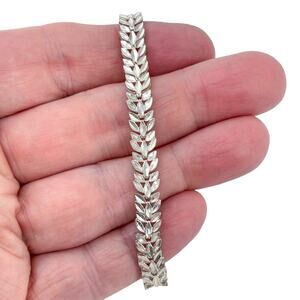 Estate Peru Sterling Silver 925 7.4mm Bolivian Leaf Bracelet 7.5"